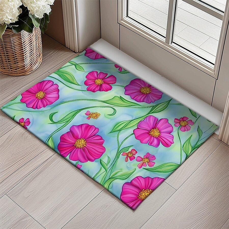 Florale Fußmatte Küchenmatte Bodenmatte Rutschfeste Teppich Ölfester Teppich Innen Außen Matte Schlafzimmer Dekor Badezimmermatte Eingangszone Frühling Sommer 2025 - $12.49 –P3
