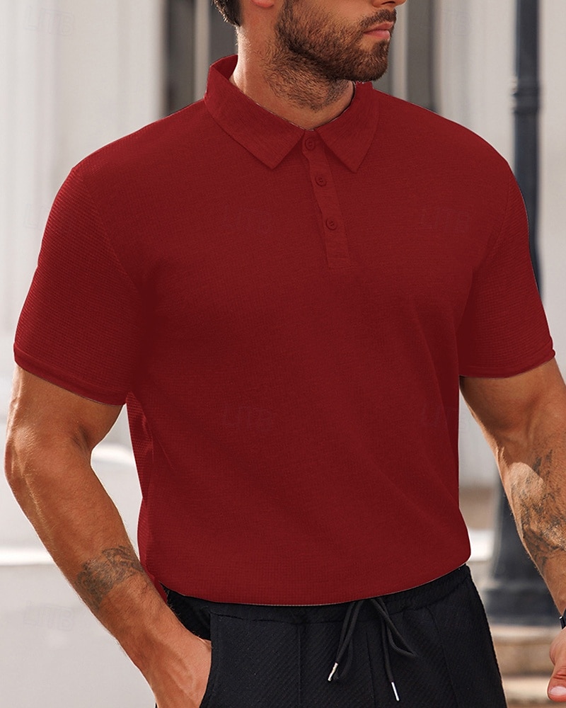 Herren Poloshirts zum Suchbegriff: "Waffel" Golfhemd Arbeit Casual Kargen Kurzarm Basic Modern Glatt Knopf Sommer Frühling Regular Fit Schwarz Weiß Gelb Rote Hellgrau Hellblau Poloshirts zum 2025 - $16.49 –P11
