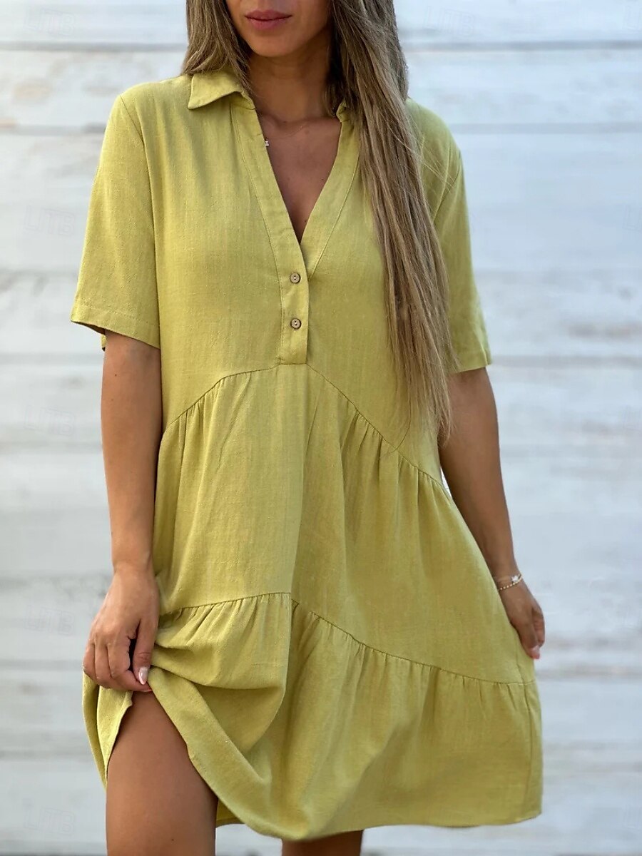Pentru femei Rochie Mini Rochie albă Rochii Tip Cămașă Rochie casual Rochie de vară Modă Clasic Modern Zilnic Sfârșit de săptămână Fit regulat Simplu Manșon Jumate Guler Cămașă Negru Alb Roșu-aprins 2025 - $21.99 –P4