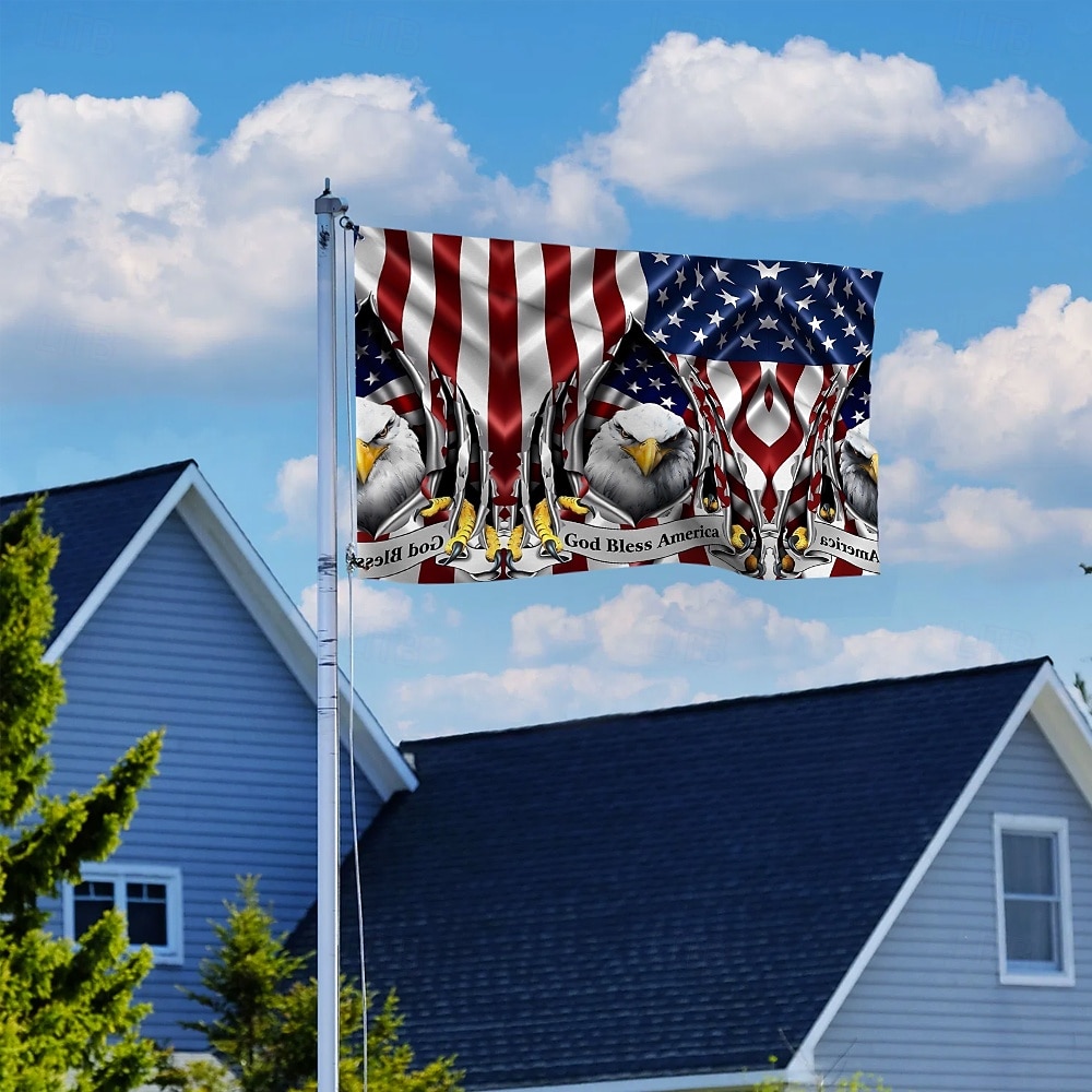 4 juli Utomhus Inomhus Med Öglor Patriotisk Flagga Självständighetsdagen Amerikansk Hus Gård Trädgårdsdekorationer Högtidsbanner Skylt 2026 - $11.99 –P12