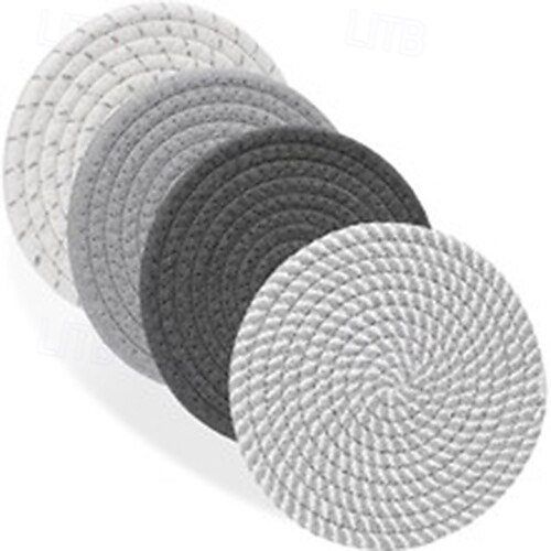 Lot de 4 sets de table tissés en corde de coton – sets de table modernes résistants à la chaleur, sous-verres faits à la main, dessous de plat en argile, protection de table à manger, maison simple de 2025 ? $15.49 –P6