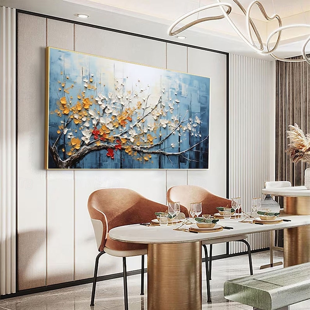 abstraktes Ölgemälde mit Blütenbaum auf Leinwand, großes Wandkunst-Landschaftsölgemälde, handgemalt, minimalistisches Blumenlandschaftskunstgemälde, handgefertigtes individuelles Gemälde für 2025 - $61.99 –P8
