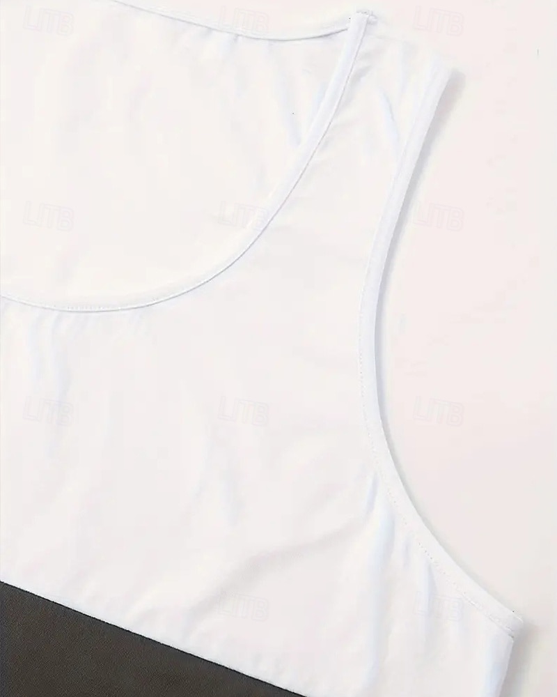 Herre Singleter Vest topp Underskjorte Ermeløs skjorte Ermeløs Crewneck Sommer Fargeblokk Mote Designer Feriereise Gate Ut på byen Svart Hvit Gul Topp T-skjorte for menn 2025 - $11.49 –P5