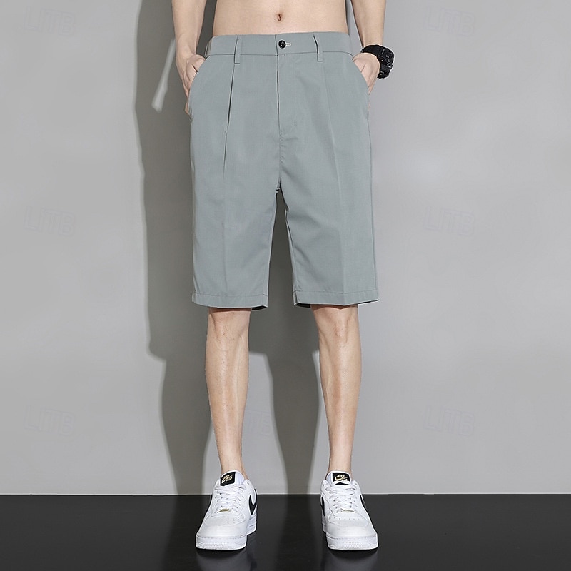Per uomo Shorts Shorts eleganti Bermuda Pantaloncini casual Pieghettato Elastico in vita Gamba Dritta Semplice Comodità Senza ferro Lunghezza al ginocchio All'aperto Affari Quotidiano Moda Streetwear del 2025 a $16.49 –P6