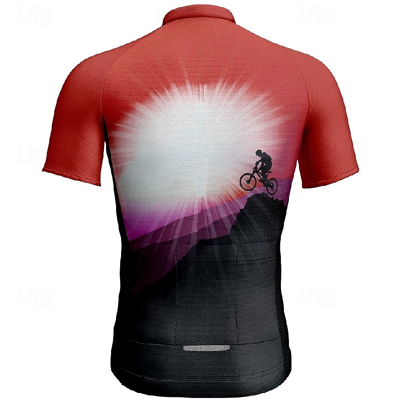 Men's Cycling Jersey Short Sleeve Bike Tee Tshirt Jersey with 3 Rear Pockets Mountain Bike MTB Breathable Quick Dry Anatomic Design Wicking Wine Red Yellow Red Sports Clothing Apparel 2025 - $28.99 –P4