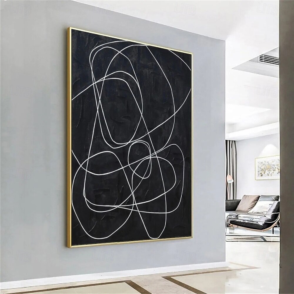 großes Ölgemälde handgemalt schwarz 3D strukturierte abstrakte Malerei handgemalt abstrakte Ölgemälde moderne Wandkunst Dekoration Kunst 2025 - $125.99 –P4