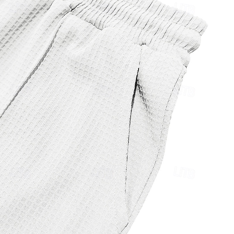 Homme Gauffré Pantalons Pantalons Amples Boutons Uni Portable Longueur complète Extérieur Quotidien Camping & Randonnée Vacances Mode Noir Blanche de 2025 ? $21.99 –P5