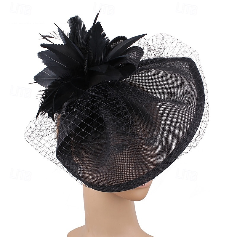 Kopfstück Federn Sinamay Hochzeit Abendgesellschaft Elegant Hochzeit Mit Feder Kopfschmuck Kopfbedeckung 2025 - $20.99 –P3