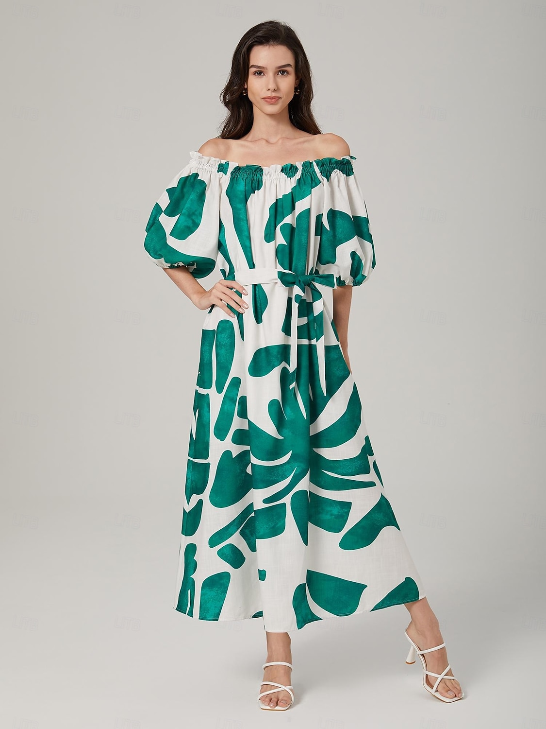 robe ample à col bateau et imprimé color-block de 2025 ? $87.99 –P1