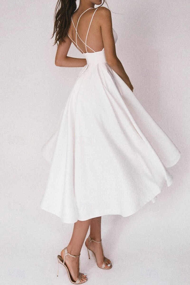 Per donna Abito Midi Abito Bianco Abito da laurea Abito Sottoveste Moda Compleanno Laurea Uscire Vestibilità regolare Semplice Senza Maniche Spalline sottili Nero Bianco Rosso Verde Estate del 2025 a $32.99 –P2