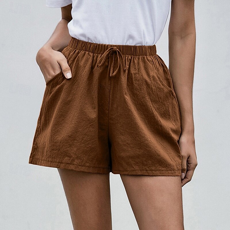 Per donna Pantaloncini in cotone e lino Shorts Moda Streetwear Corto Naturale Semplice Tasca Design con Coulisse Elastica Comodo All'aperto Confortevole Streetwear Abbigliamento quotidiano Uscire del 2025 a $13.99 –P7