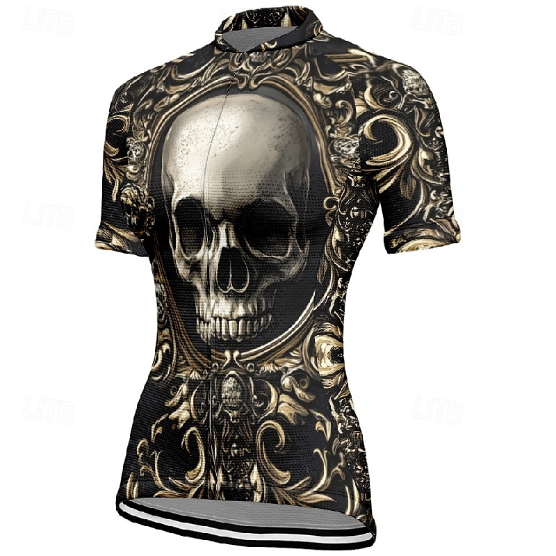 Women's Cycling Jersey Short Sleeve Bike Tee Tshirt Jersey with 3 Rear Pockets Mountain Bike MTB Breathable Quick Dry Anatomic Design Wicking Wine Red Black Red Skull Sports Clothing Apparel 2025 - $23.99 –P3