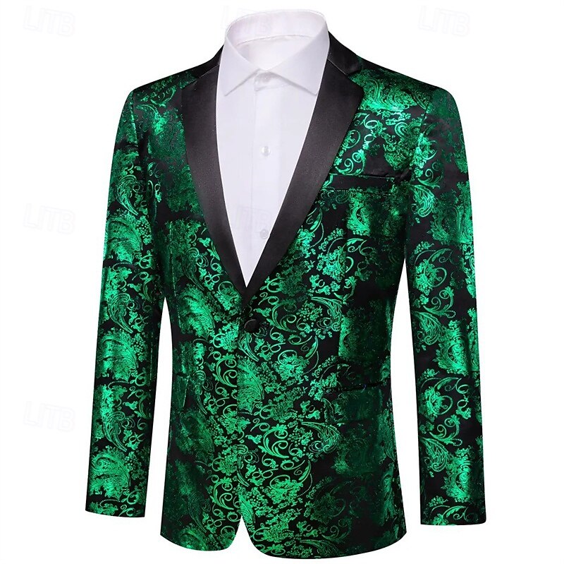 Men's Blazer Business Cocktail Party Wedding Party Party Spring &  Fall Polyester Bronzing Buttons Pocket Comfortable Single Breasted Blazer Red Blue Purple Gold 2025 - $57.99 –P4