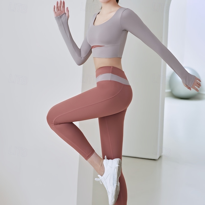 Women's Tracksuit Activewear Set 2 Piece Casual Long Sleeve High Waist Breathable Soft Fitness Gym Workout Running Sportswear Activewear Solid Colored Black Light Green Blue 2025 - $44.99 –P5