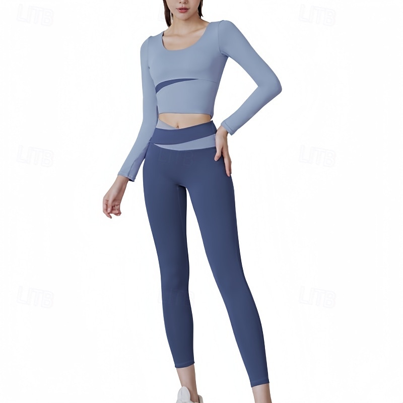 Women's Tracksuit Activewear Set 2 Piece Casual Long Sleeve High Waist Breathable Soft Fitness Gym Workout Running Sportswear Activewear Solid Colored Black Light Green Blue 2025 - $44.99 –P1