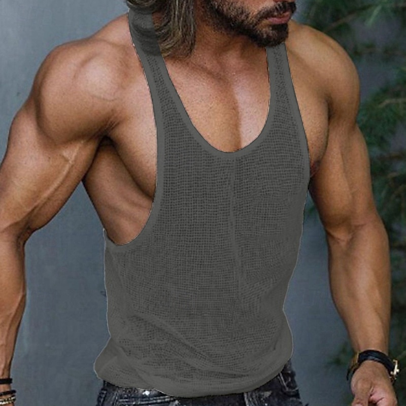Herren Tank Top Unterhemd Ärmelloses Shirt Ärmellos Rundhalsausschnitt Sommer Einfarbig Mode Designer Muskel Gestrickt Outdoor Urlaub Weiß Grün Dunkelgray Top T-Shirt für Herren 2025 - $18.99 –P6