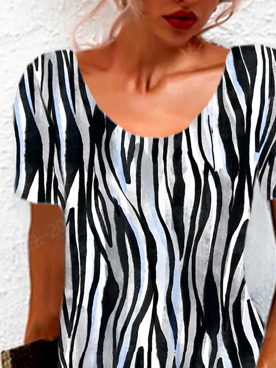 Women's Mini Dress Casual Dress T Shirt Dress Tee Dress Sundress A Line Dress Stylish Casual Holiday Beach Regular Fit Graphic Stripe Short Sleeve Crew Neck Blue Summer Spring 2025 - $23.99 –P2