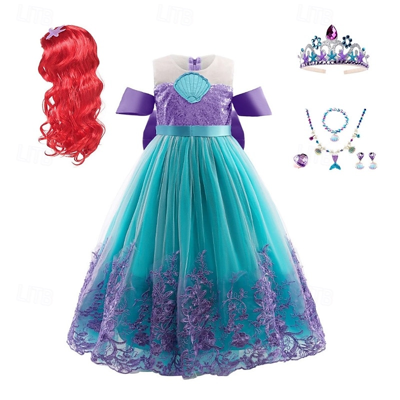 Děti Dívčí Šaty Cosplay šaty Princeznovské šaty Barevné bloky Květiny Bez rukávů Výkon Párty Cosplay kostýmy Síťka Slátanina Rozkošný Kostým Sladký Polyester Krajka Midi Šaty na párty Léto Jaro 4 2025 - $39.99 –P10