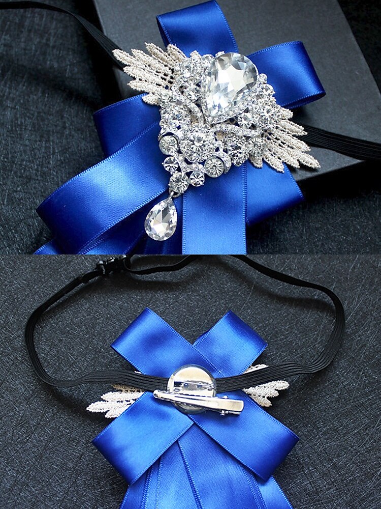 luksuriøs krystallbrosje-sløyfe for menn - elegant båndnål med rhinestone-dekorasjon, formell bryllup og festtilbehør 2025 - $14.99 –P3