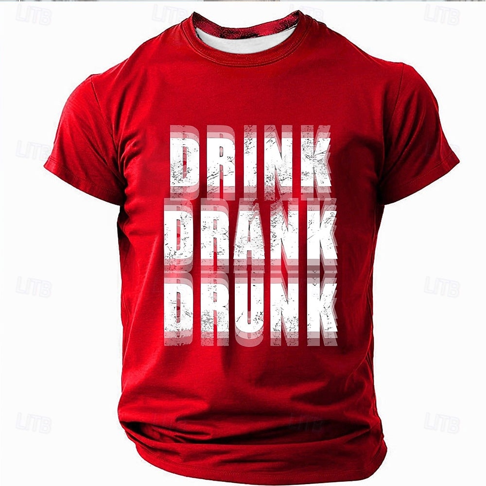 Maglietta da Uomo Grafica Divertente 'Drink Drank Drunk' Stile di Vita Alcolico a Maniche Corte del 2026 a $19.49 –P3
