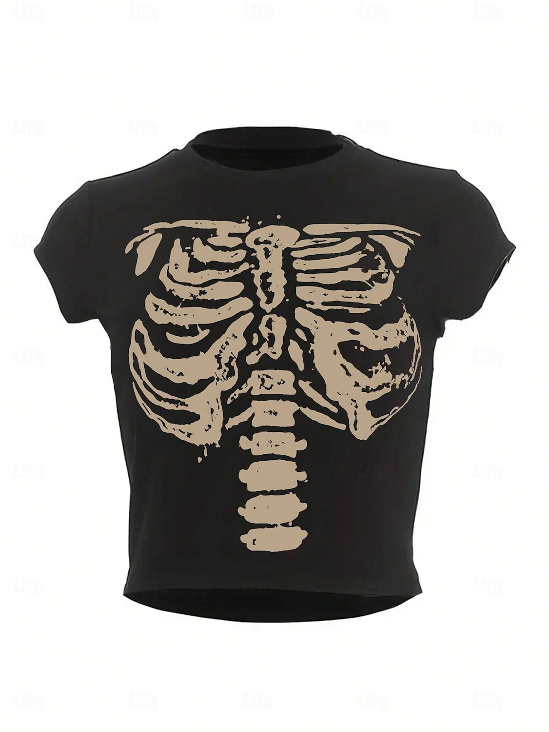 Punk y gótico Top corto Camiseta Chica gótica Calavera Disfraz Mujer Víspera de Todos los Santos Carnaval Casual Diario Adulto Camiseta Verano 2026 - $10.99 –P3