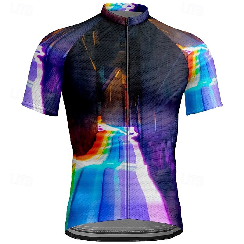 Homme Maillot de cyclisme Manche Courte Cyclisme T-shirt Maillot avec 3 poches arrière VTT Vélo tout terrain Respirant Séchage Rapide Design Anatomique Évacuation de l'Humidité Noir Arc-en-ciel Des de 2025 ? $25.99 –P1