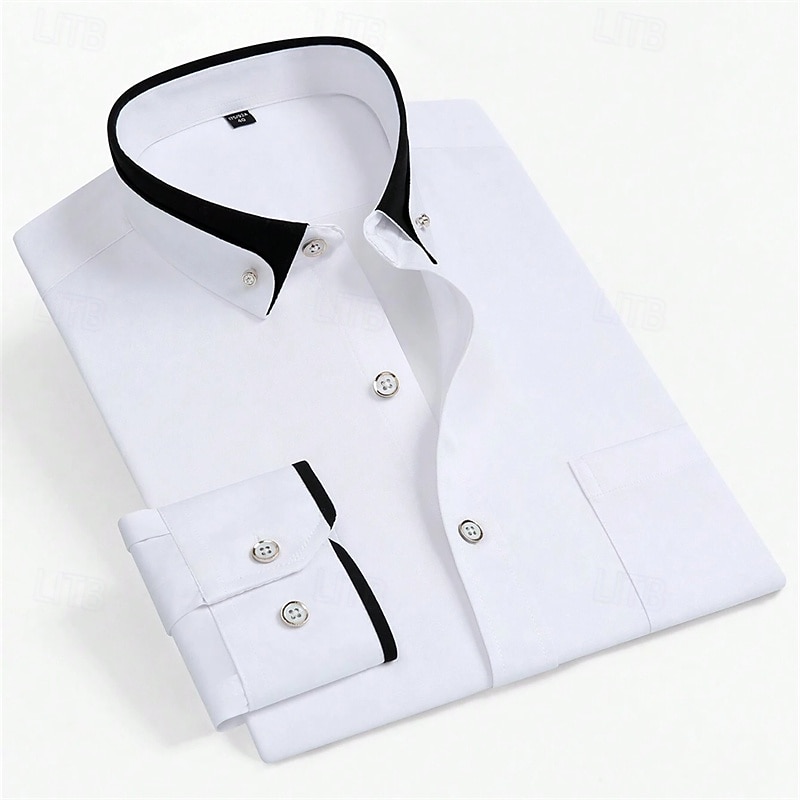 Men's Dress Shirt Button Down Shirt Solid / Plain Color Wedding Light Blue White Light Green Pink Long Sleeve Square All Seasons Clothing Apparel Color Block 2025 - $23.99 –P1