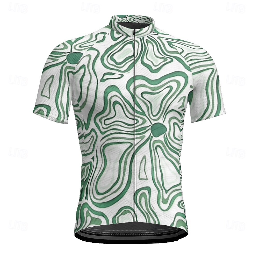 2025年 男性用 サイクリングジャージー 半袖 バイク Tシャツ ジャージー 3つのリアポケット付き マウンテンサイクリング 高通気性 速乾性 人間工学デザイン ウィッキング フォレストグリーン ダークブルー ダークグリーン リーフ柄 スポーツ 衣類 コレクション – $20.79 –P8