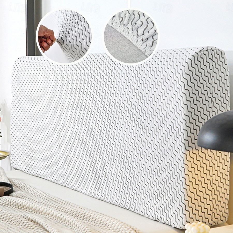1 stk hodegjerdetrekk elastisk jacquard nattbordstrekk for seng på soverommet enkelt å rengjøre hodegjerdetrekk 2025 - $25.99 –P1