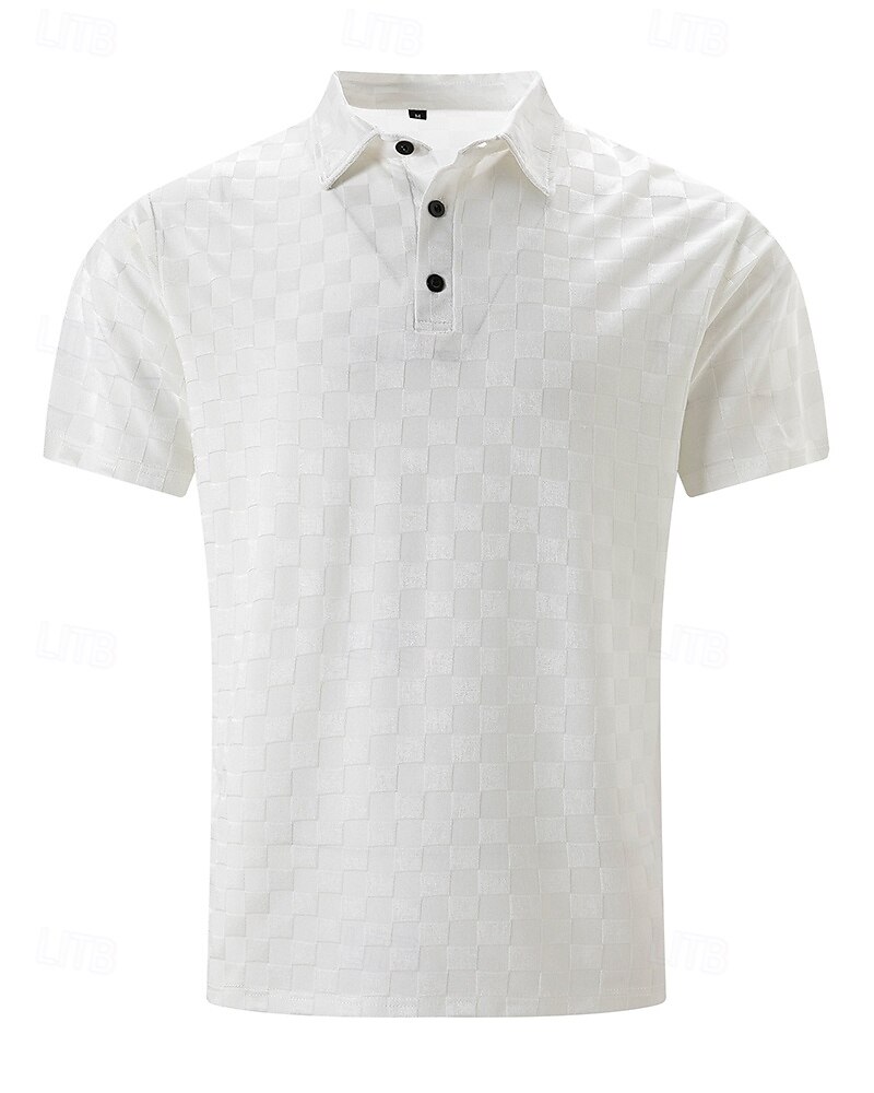 Men's Golf Shirt Golf Polos Shirts Work Casual Lapel Short Sleeve Basic Modern Plaid Patchwork Buttons Summer Regular Fit Black White Dark Navy Gray Light Blue Golf Shirt 2025 - $25.99 –P2