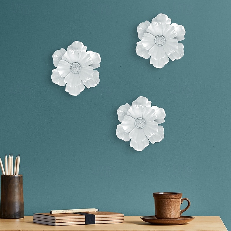 Vintage Large Flower Wall Decor, Gold Silver White Resin Wall Hanging, 3D Floral Wall Art for Home, Living Room, Bedroom Decoration 2025 - $20.99 –P16