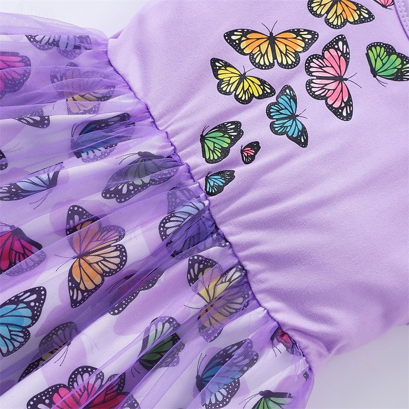 Dzieci Dla dziewczynek Sukienka Motyl Bez rękawów Na zewnątrz Codzienny Falbana Moda Godny podziwu Poliester Do kolan Codzienne sukienki Sukienka A line Lato 4 lata + Rumiany róż Fioletowy 2025 - $18.49 –P6