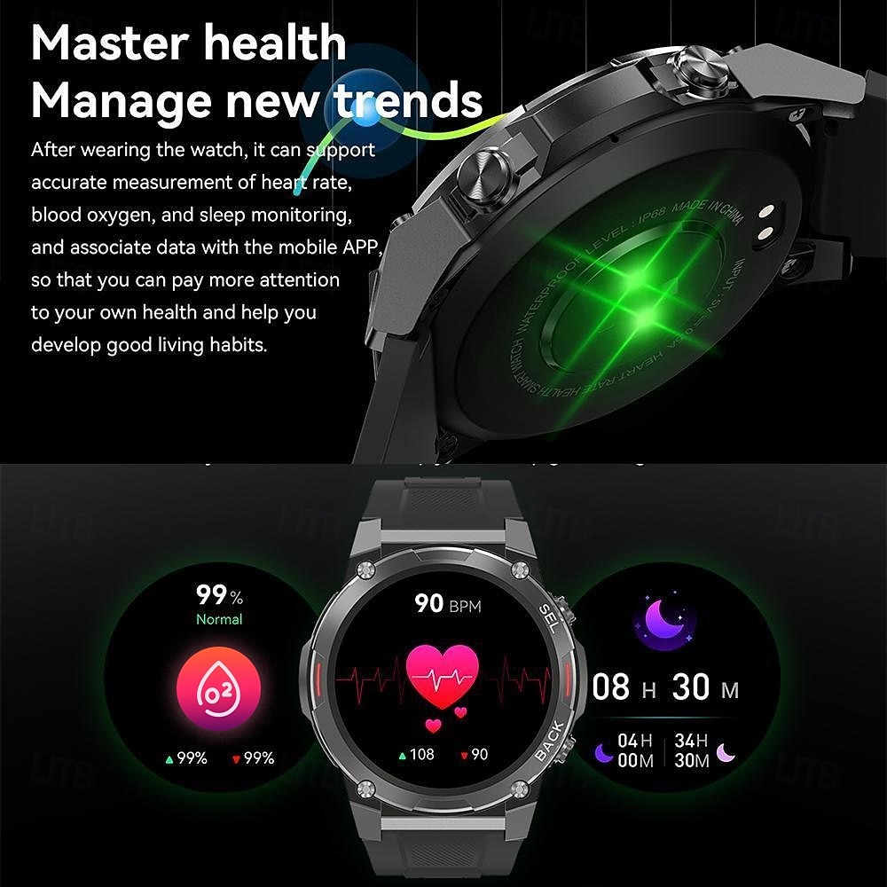 2025年 696 DM51 スマートウォッチ 1.43 インチ スマート·ウォッチ ブルートゥース ECG + PPG 歩数計 着信通知 と互換性があります Android iOS 女性 男性 ハンドフリーコール メッセージ受信通知 IP 67 51mmウォッチケース コレクション – $74.99 –P7