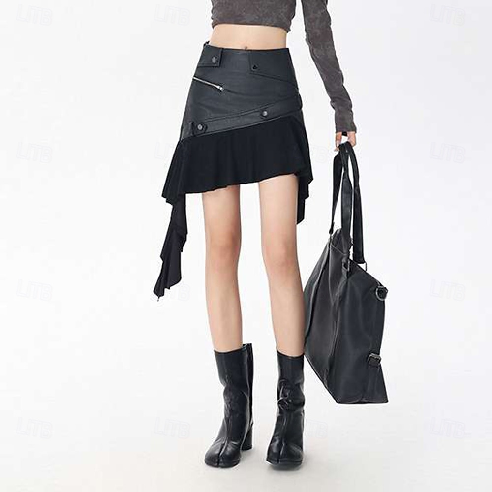 Retro Vintage Medieval Steampunk Mini Skirt Pirate Ruffle Asymmetric Hem Women's Halloween Carnival Casual Daily Ren Faire Adults' Skirt 2025 - $45.99 –P7