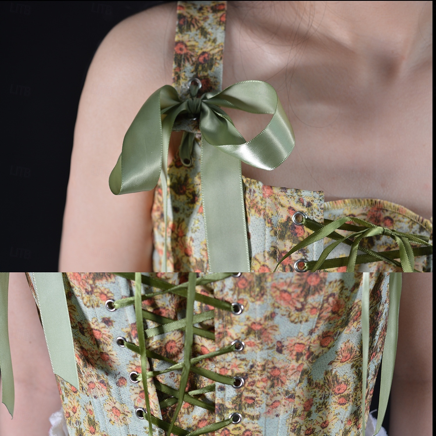 Retro Vintage Rococo Medieval Corset Vest Bustier Viking Celtic Knight Elven Lace up Floral Fancy Dress Women's Celtic Fantasy Halloween Carnival Performance Party LARP Adults' Corset 2025 - $37.99 –P10