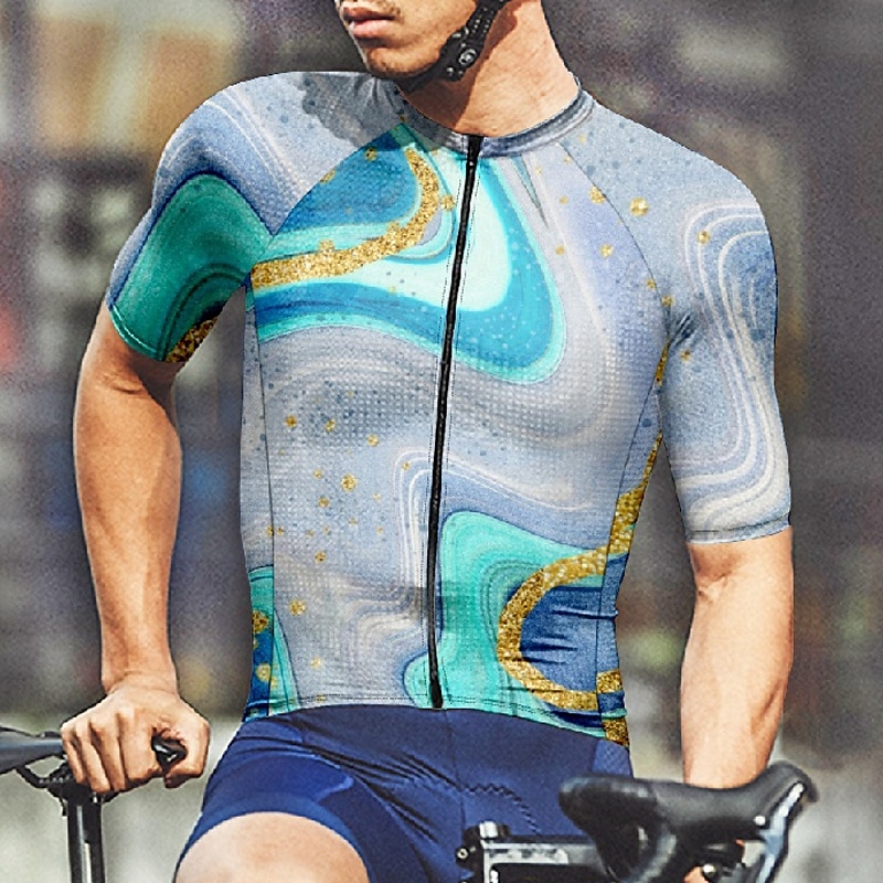 Herren Radtrikot Kurzarm Fahhrad T-Shirt Trikot mit 3 Gesäßtaschen Mountainbike MTB Atmungsaktiv Schnelltrocknend Anatomisches Design Feuchtigkeitsableitend Blau Fuchsie Farbverlauf Sport Bekleidung 2025 - $25.99 –P14
