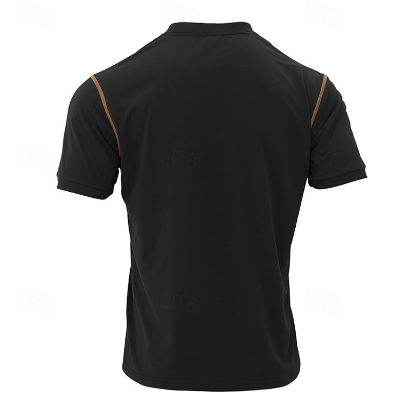 Per uomo Camicia da golf Golf Polo da golf Ufficio Informale Colletto alla coreana Manica corta Essenziale Moderno Color Block Collage Bottoni Estate Primavera Standard Nero Bianco Vino Blu marino del 2026 a $17.99 –P10