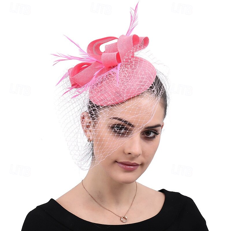 Kopfstück Federn Sinamay Hochzeit Abendgesellschaft Elegant Hochzeit Mit Feder Kopfschmuck Kopfbedeckung 2025 - $20.99 –P4