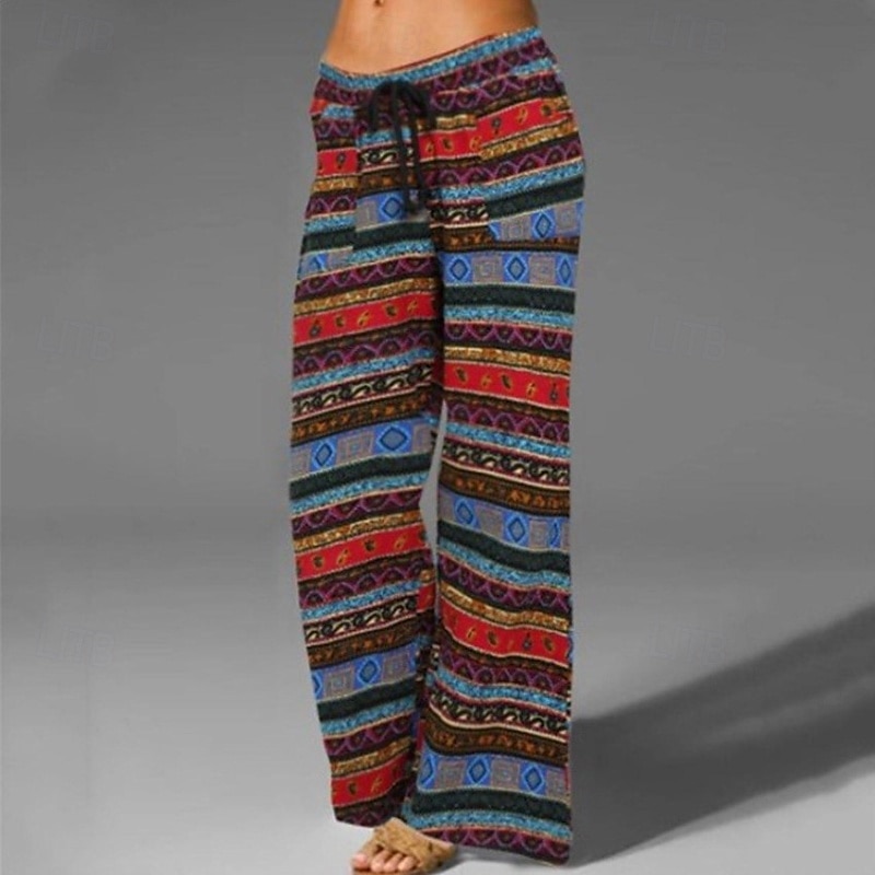 Femmes Pantalon en coton et lin Slacks Pantalon palazzo Mode Streetwear Longueur complète Naturel Fleuri Impression Conception à cordon élastique Confortable Extérieur Rue Tenue quotidienne Sortir de 2025 ? $22.99 –P7