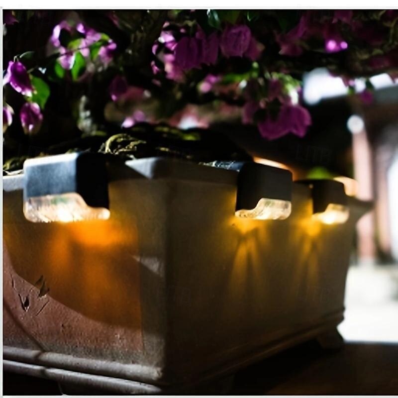 6 st led utomhus vattentät solcellslampor vägglampa uteplatsbelysning staket trappa steg däck innergård trädgårdsbelysning varmt ljus vitt ljus färg ljus 2025 - $14.99 –P10