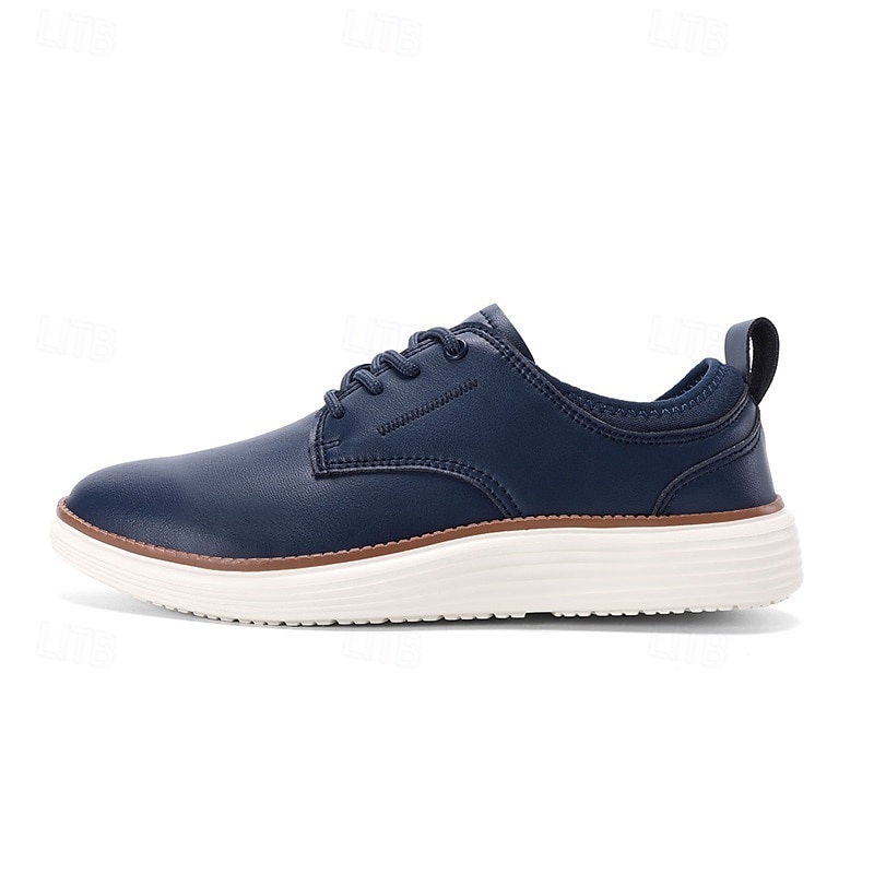 Men's Navy Blue Leather Oxford Shoes – Classic Lace-Up Dress Shoes for Business & Formal Events 2025 - $32.99 –P5