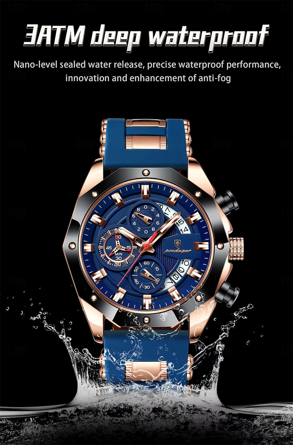 POEDAGAR Fashion Men Watch Waterproof Luminous Chronograph Date Man Wristwatch Silicone Strap Luxury Sports Men's Quartz Watches 2025 - $37.99 –P10