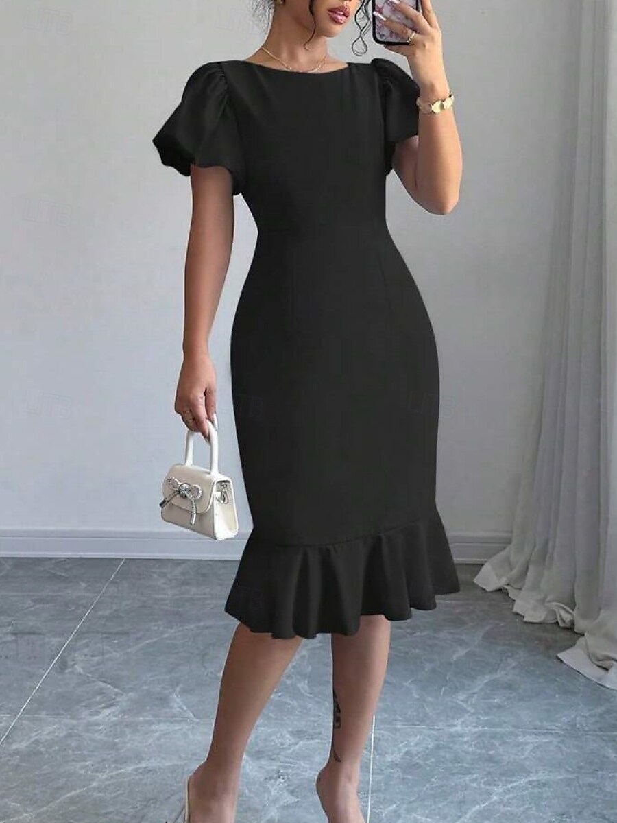 Robe de Graduation Femme Robe Mini Uni Robe Bodycon Semi-Formelle Bureau Ajustement Normal Graphique Manches Courtes Col Rond Noir Rose Bleu Ciel Fuchsia Été de 2025 ? $29.99 –P16