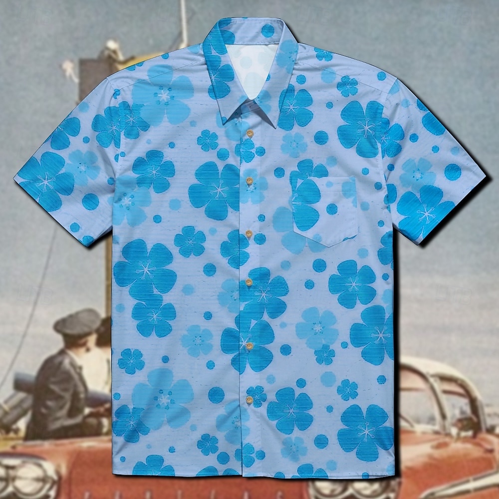 Retró 1970-es évek Ing Aloha ing Hippi Diszkó Virágos Férfi Álarcos mulatság Vakáció Parti Pride Parade Felnőttek Ing 2025 - $20.99 –P2