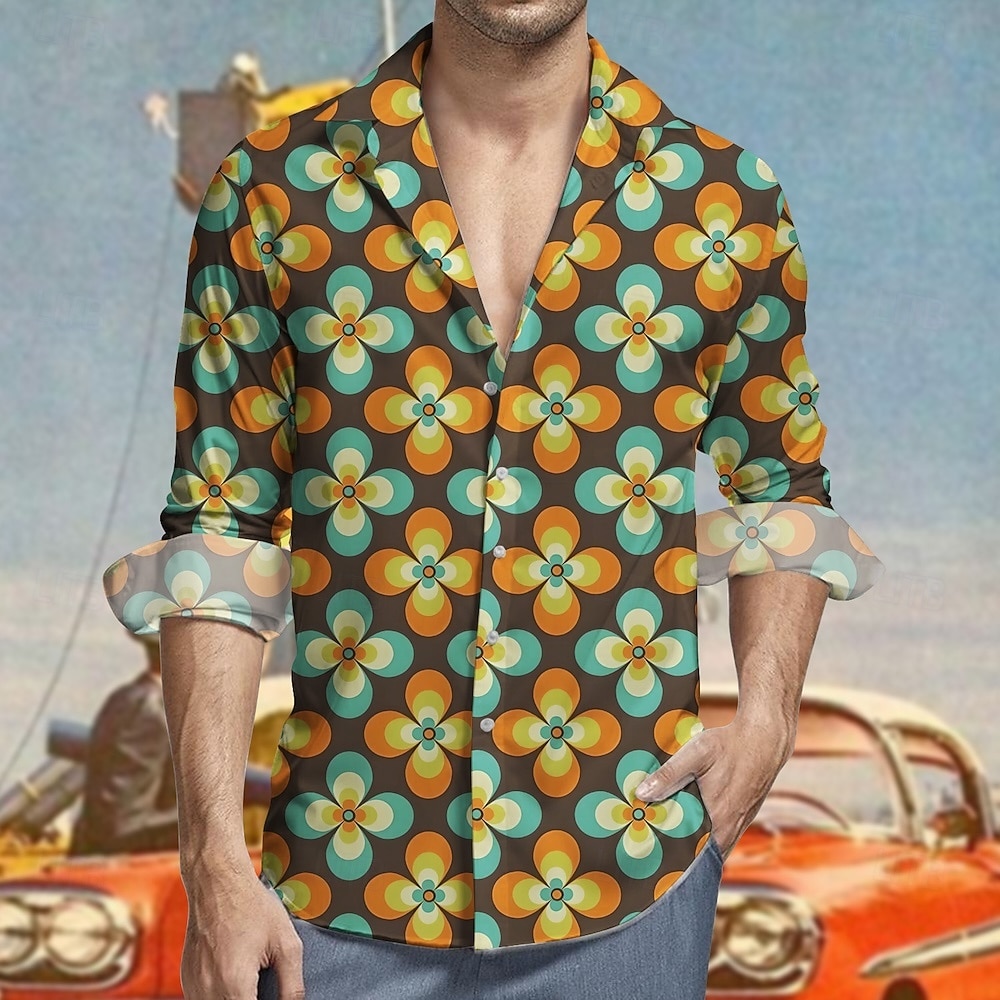 Retró 1970-es évek Ing Aloha ing Hippi Virágos Jelmez Férfi Álarcos mulatság Parti Hétköznapi viselet Pride Parade Felnőttek Ing 2025 - $23.99 –P3
