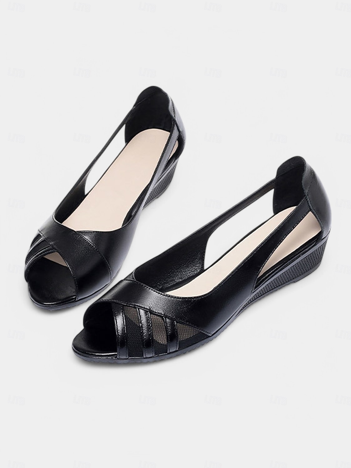 graue Peep-Toe-Keilsandaletten – bequeme lässige Sommerschuhe für Damen 2025 - $34.99 –P2