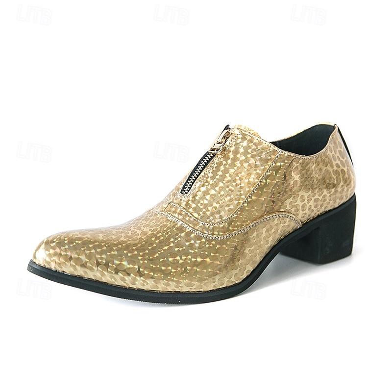 2026年 メンズ ブルー パテントレザー クロコダイルプリント ジッパー シューズ - イブニングウェアや高級な集まりに最適な高級フットウェア  コレクション – $46.99 –P3