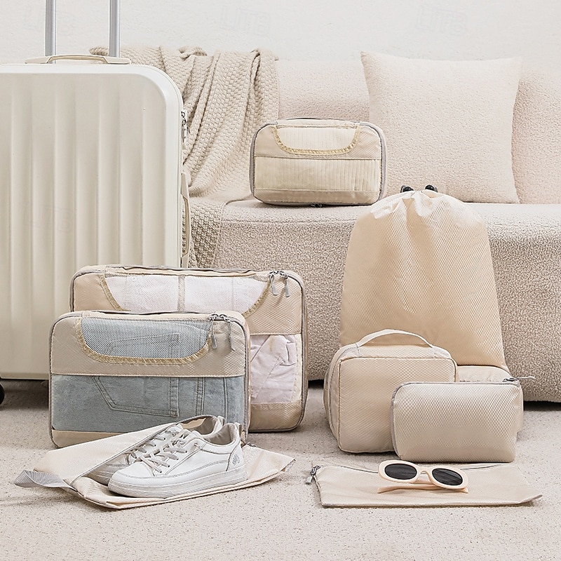 cubi di imballaggio a compressione per viaggi, set organizer per bagagli con design trasparente, articoli da toeletta, cosmetici, accessori digitali, vestiti &borse porta scarpe, salvaspazio del 2025 a $19.99 –P5