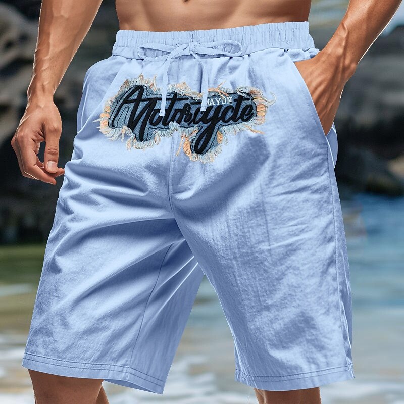 Per uomo Shorts Shorts di Lino Pantaloncini Estivi Shorts da Spiaggia Ricamato Coulisse Elastico in vita Semplice Comodità Traspirante Lunghezza al ginocchio All'aperto Quotidiano Spiaggia Moda del 2025 a $20.99 –P9