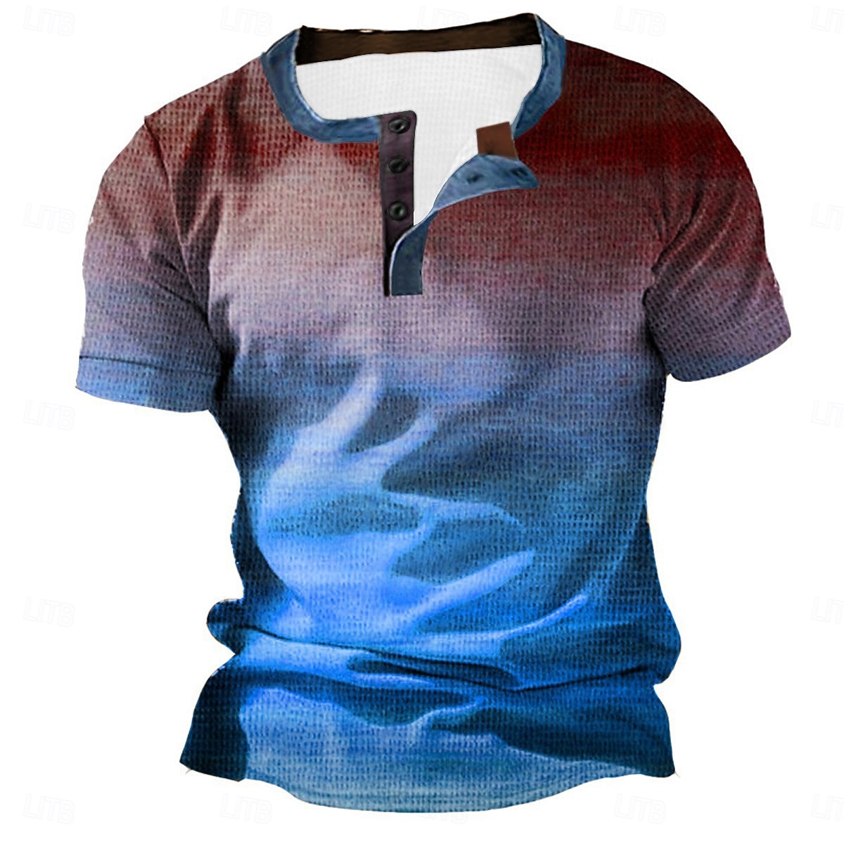 Per uomo Gradiente Camicia Henley Waffle Maglietta Waffle Camicia d'epoca Manica corta Di tendenza Originale Essenziale Esterno Giornaliero Estate Giallo Rosso Blu Azzurro cielo Arancione Henley del 2025 a $21.99 –P5